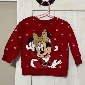 Disney Kids Red and Gold Minnie Mouse Christmas Sweater